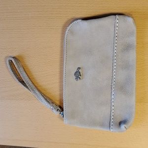 Roots leather wristlet